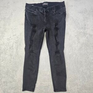 Torrid Bombshell Skinny Jeans Black Distressed Stretch Women's 18R